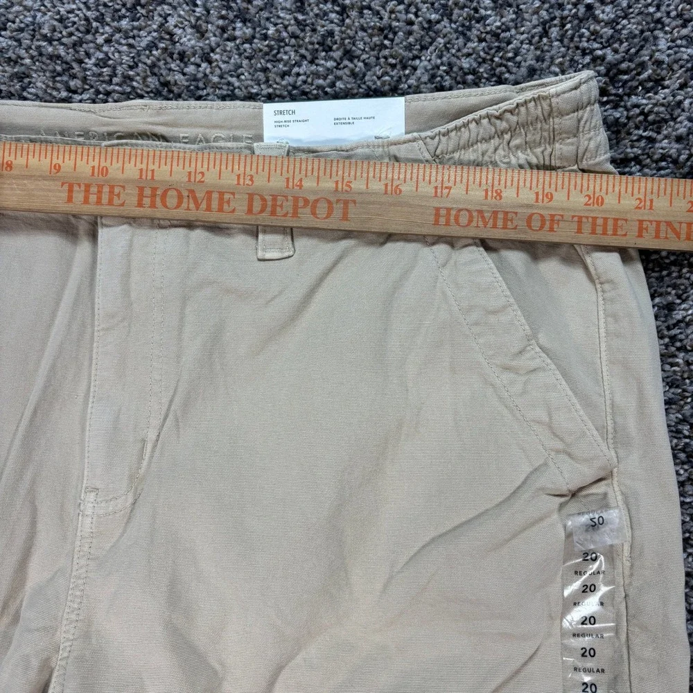 American Eagle Mens 40x30 Cargo Pants High Rise Straight Stretch Khaki Tan NWT